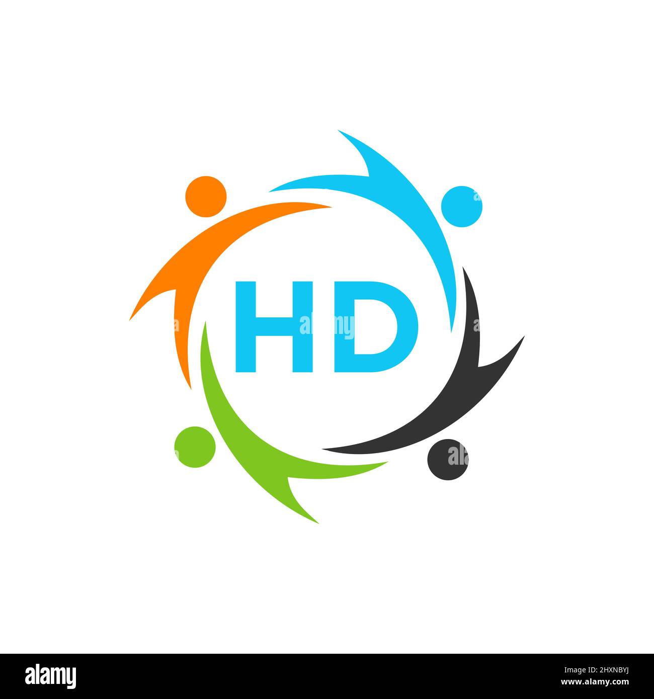 Charity Logo-Vorlage auf Brief HD, Initial Unity Foundation Human Logo Sign. Unity Team Work Logo-Design mit HD-Briefvorlage Stock Vektor