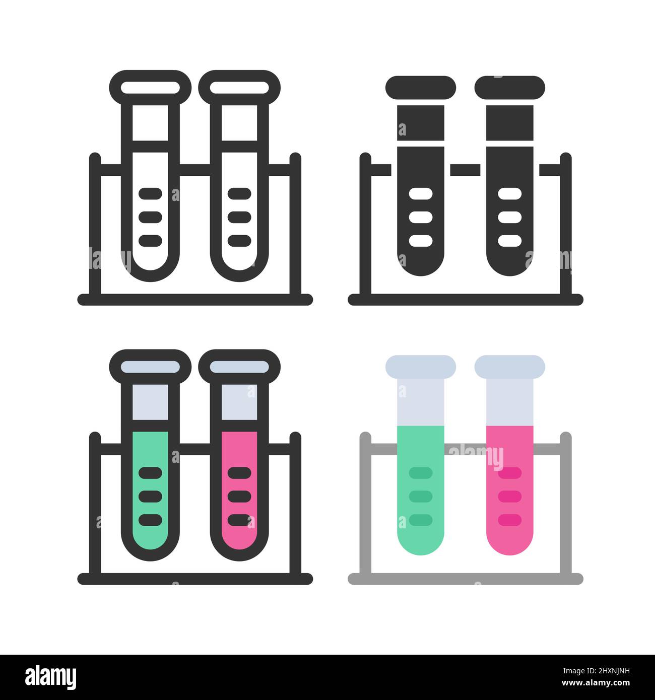 Reagenzglas Chemie Wissenschaft Labor bunte Vektor-Symbol-Set Stock Vektor