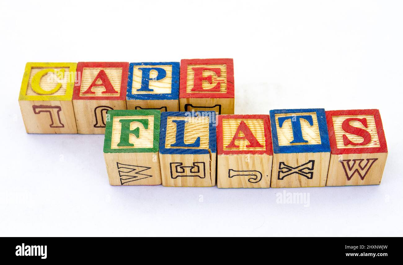 Der Begriff CAPE FLATS wird visuell dargestellt Stockfoto