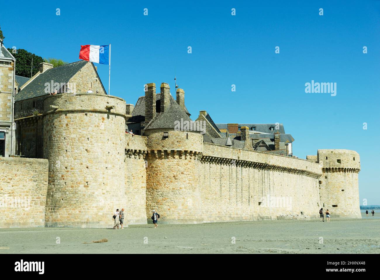 Wallanlage von Mont-Saint-Michel (Manche, Normandie, Frankreich). Stockfoto