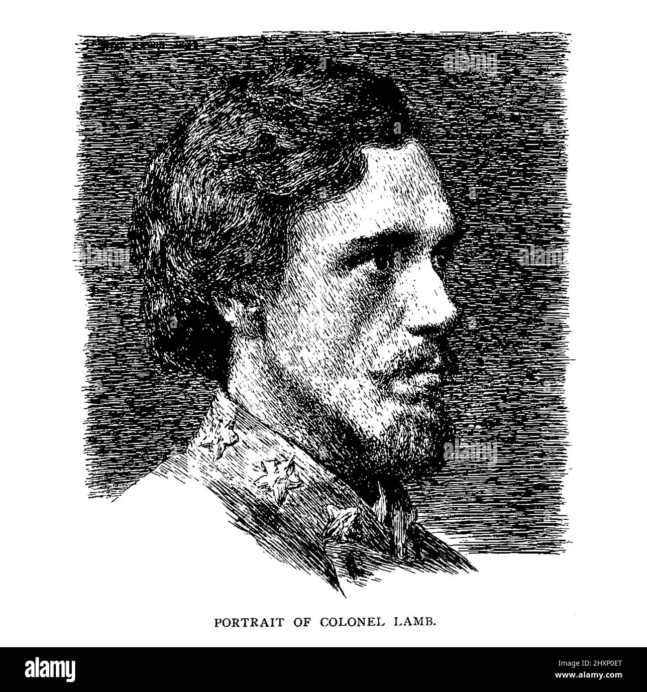 Porträt von Colonel William Lamb William Lamb (7. September 1835 – 23. März 1909) war ein amerikanischer Zeitungsredakteur, Politiker, Geschäftsmann, Und Soldat, notierte seine Rolle als Offizier der konföderierten Bundesstaaten-Armee bei der Kommandierung der konföderierten Garnison in Fort Fisher an der Mündung des Cape Fear River während des Bürgerkrieges aus dem Buch "Laufen die Blockade. Eine persönliche Erzählung von Abenteuern, Risiken und Fluchten während des amerikanischen Bürgerkrieges ' von Thomas E Taylor, Erscheinungsdatum 1897 Herausgeber London, J. Murray Stockfoto