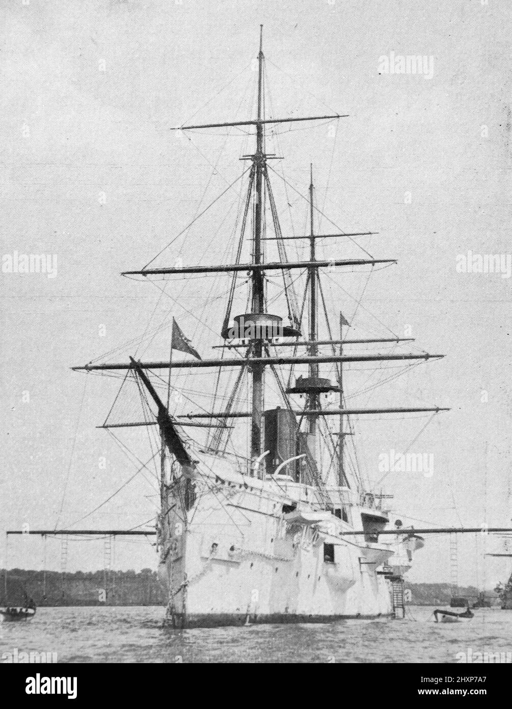 U S Cruiser Chicago. Schwarz-Weiß-Fotografie, aufgenommen um 1890s Stockfoto