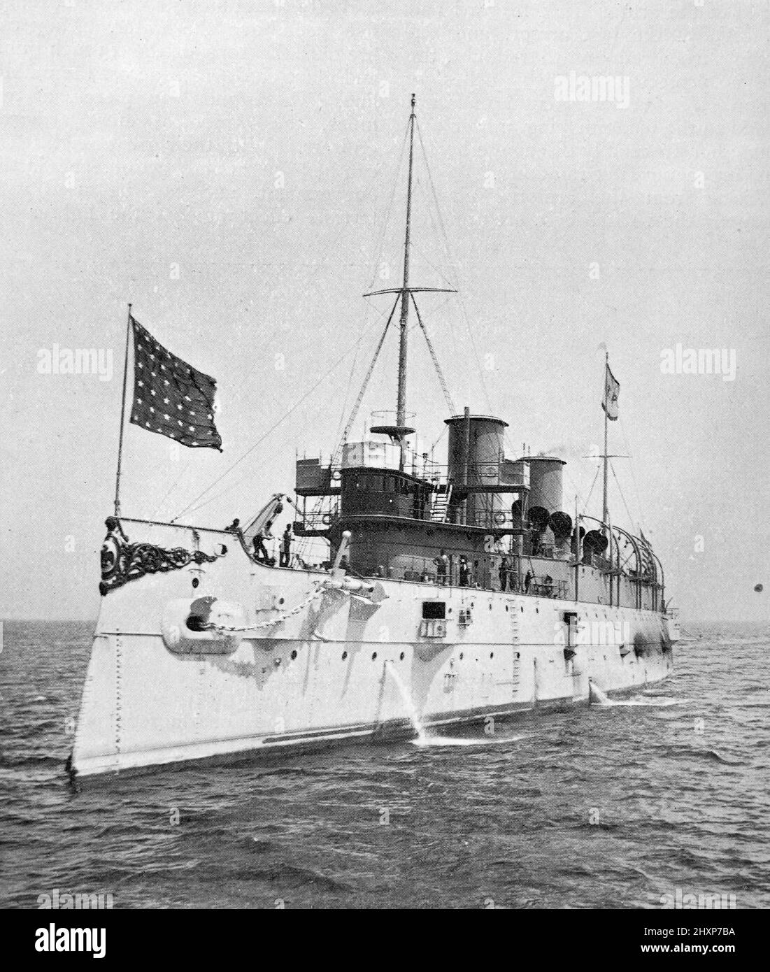Der geschützte Cruiser, USS Minneapolis. Schwarz-Weiß-Fotografie, aufgenommen um 1890s Stockfoto