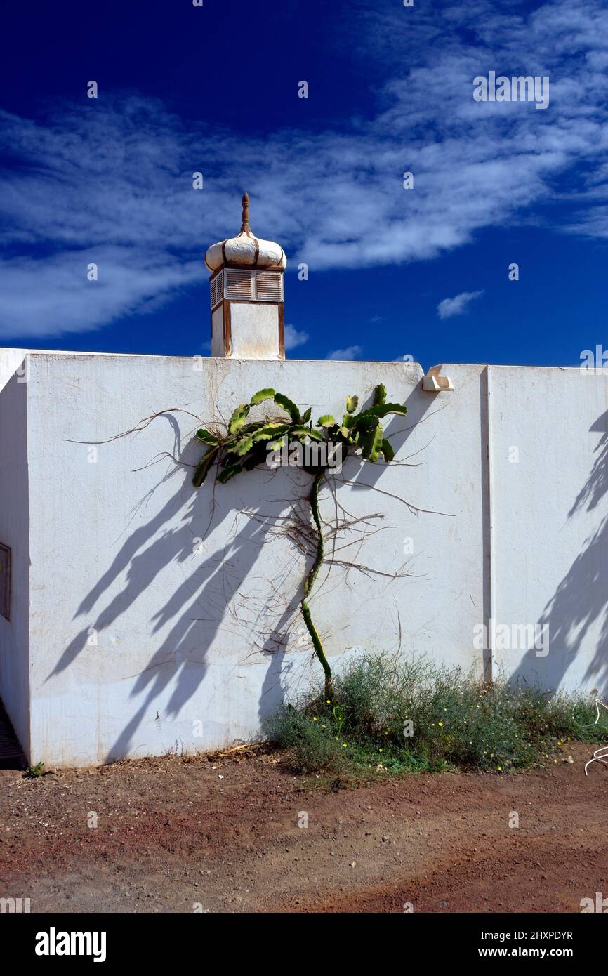 Detail Haus und Anlage, Costa Teguise, Lanzarote, Kanarische Inseln, Spanien. Stockfoto