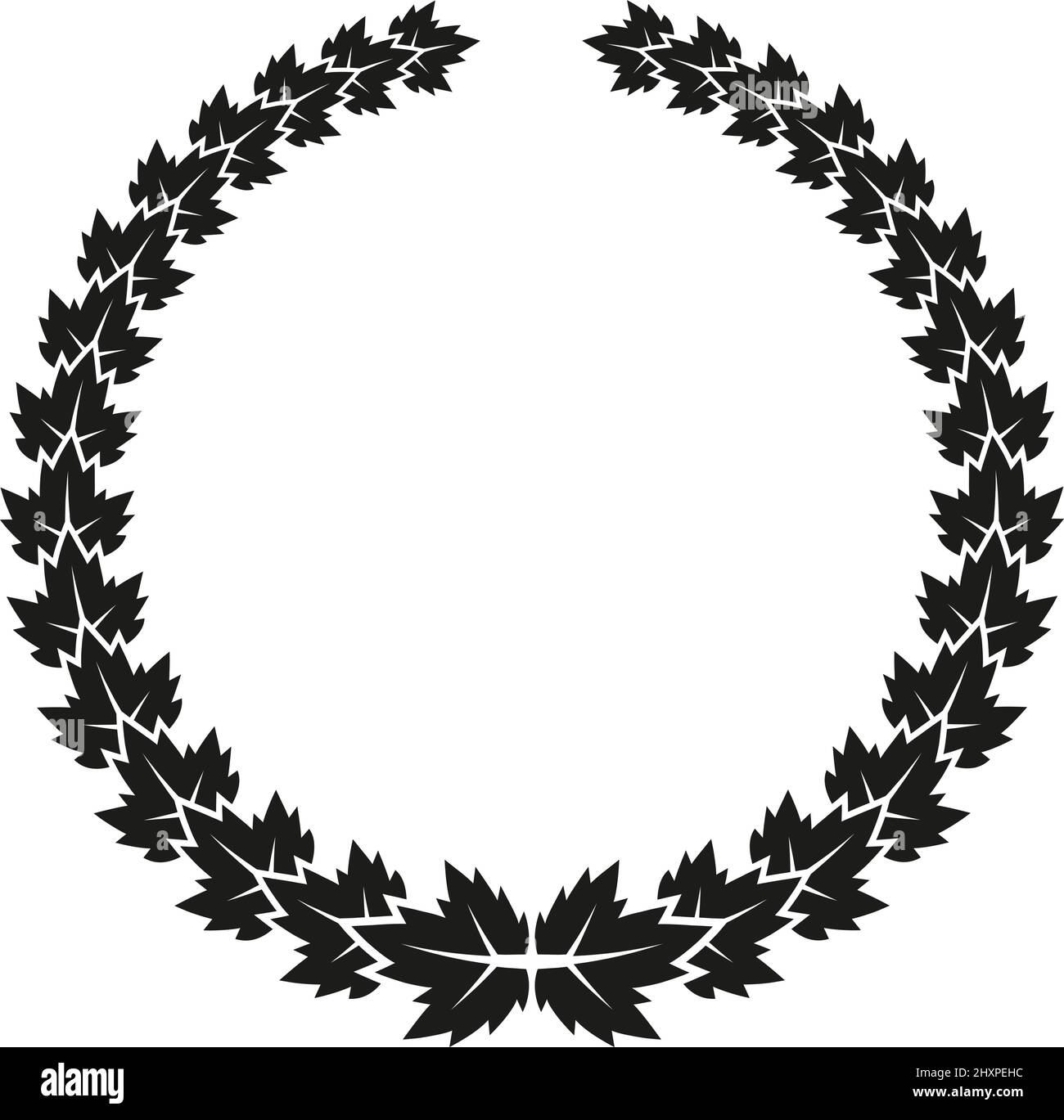 Schwarze Laubkranz Silhouette. Vintage-Luxuslogo Stock Vektor