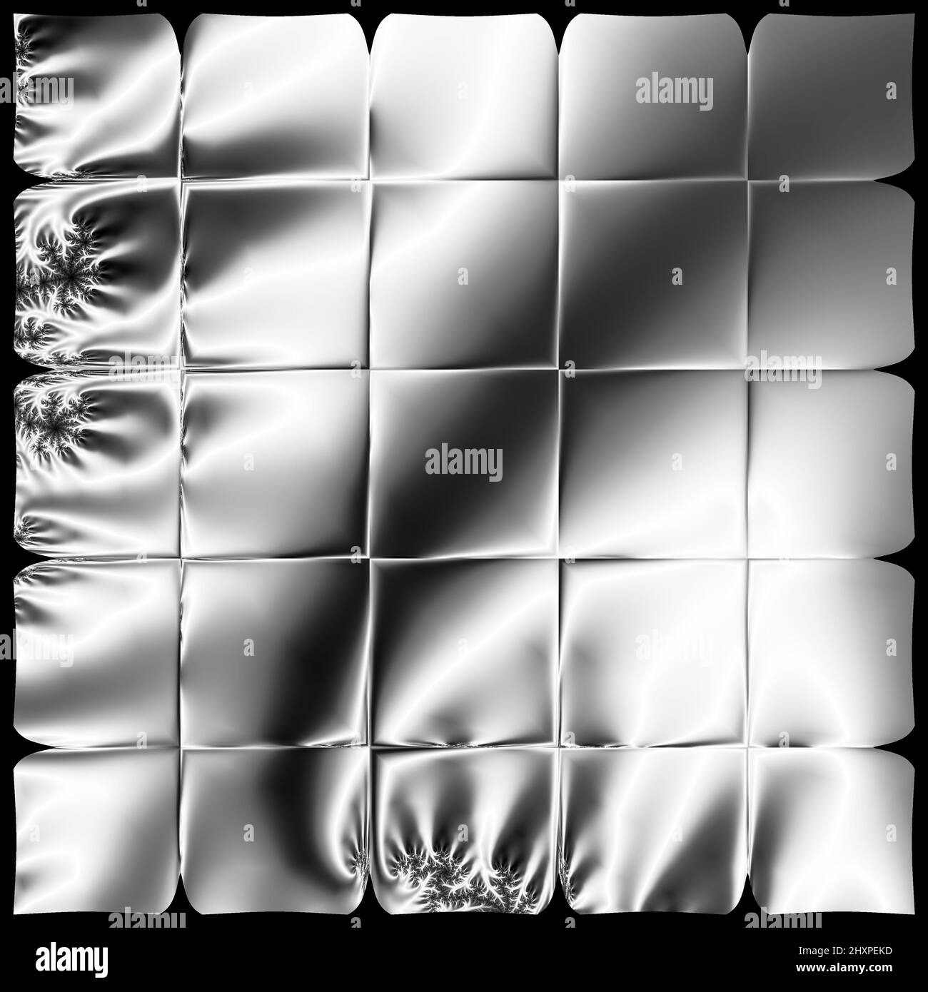 Digitale abstrakte Fraktal Hintergrund generiert am Computer in schwarz und weiß. Stockfoto