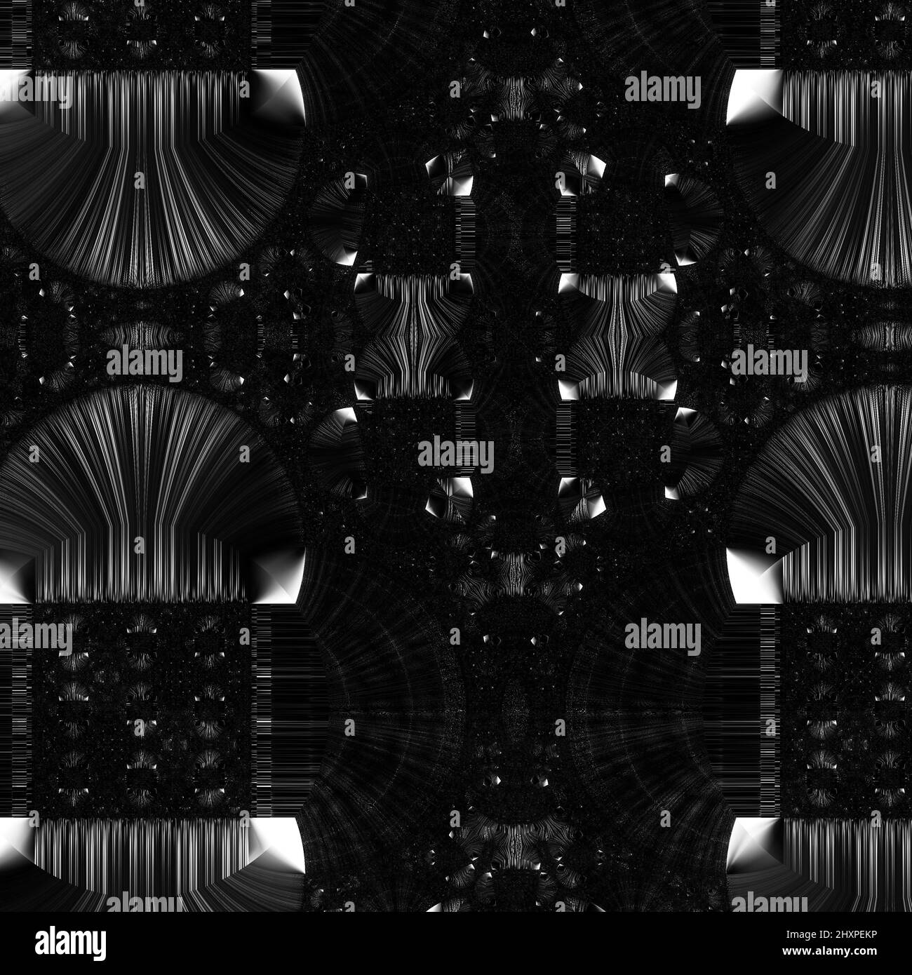 Digitale abstrakte Fraktal Hintergrund generiert am Computer in schwarz und weiß. Stockfoto