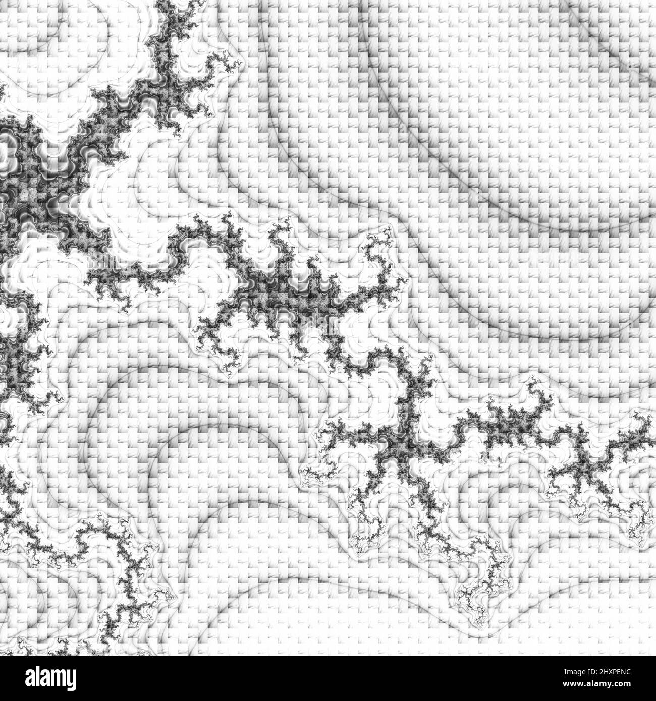 Digitale abstrakte Fraktal Hintergrund generiert am Computer in schwarz und weiß. Stockfoto