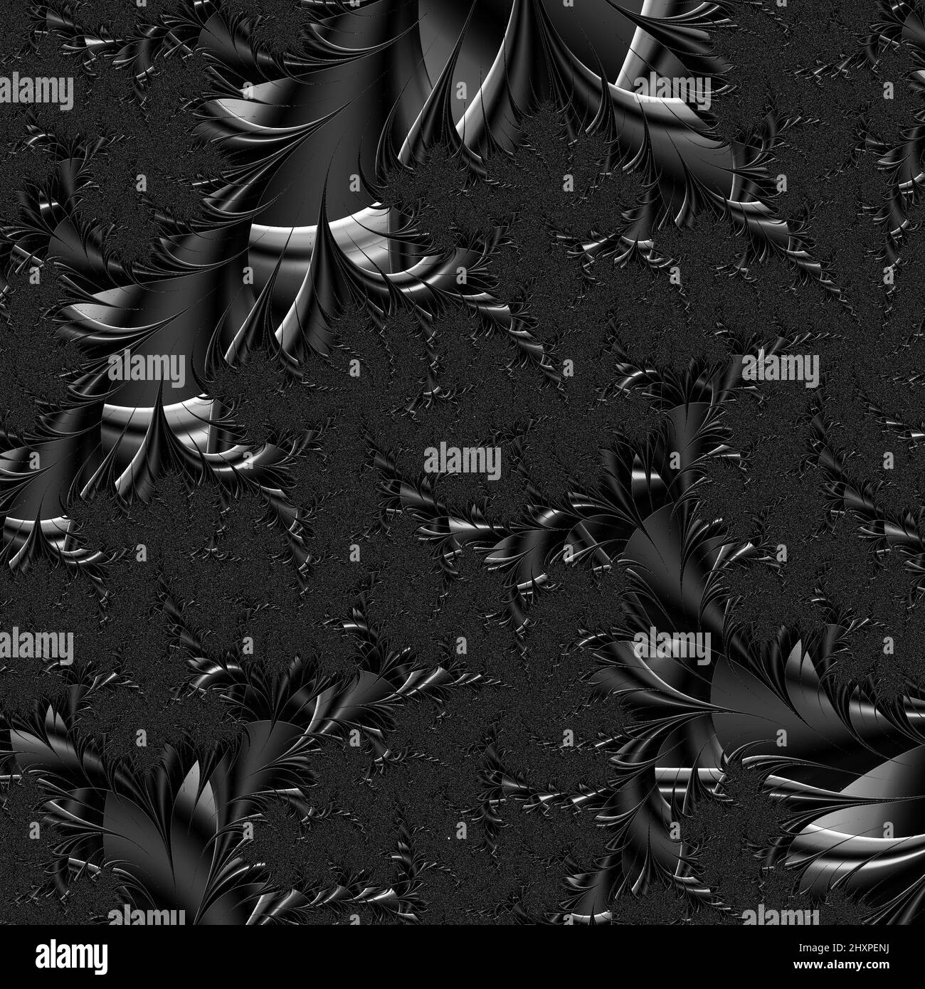 Digitale abstrakte Fraktal Hintergrund generiert am Computer in schwarz und weiß. Stockfoto