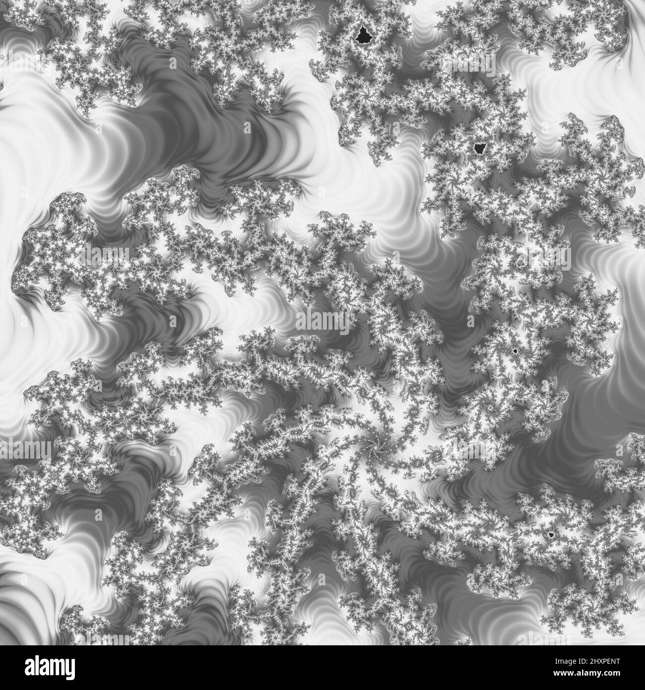 Digitale abstrakte Fraktal Hintergrund generiert am Computer in schwarz und weiß. Stockfoto