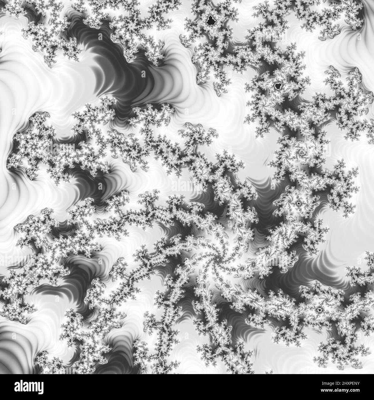 Digitale abstrakte Fraktal Hintergrund generiert am Computer in schwarz und weiß. Stockfoto
