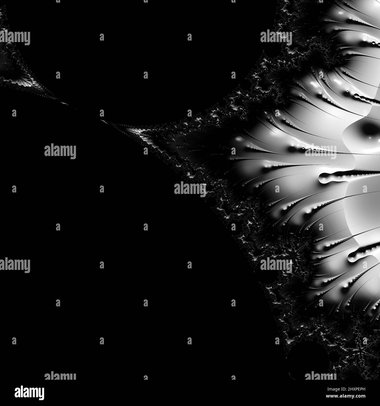 Digitale abstrakte Fraktal Hintergrund generiert am Computer in schwarz und weiß. Stockfoto