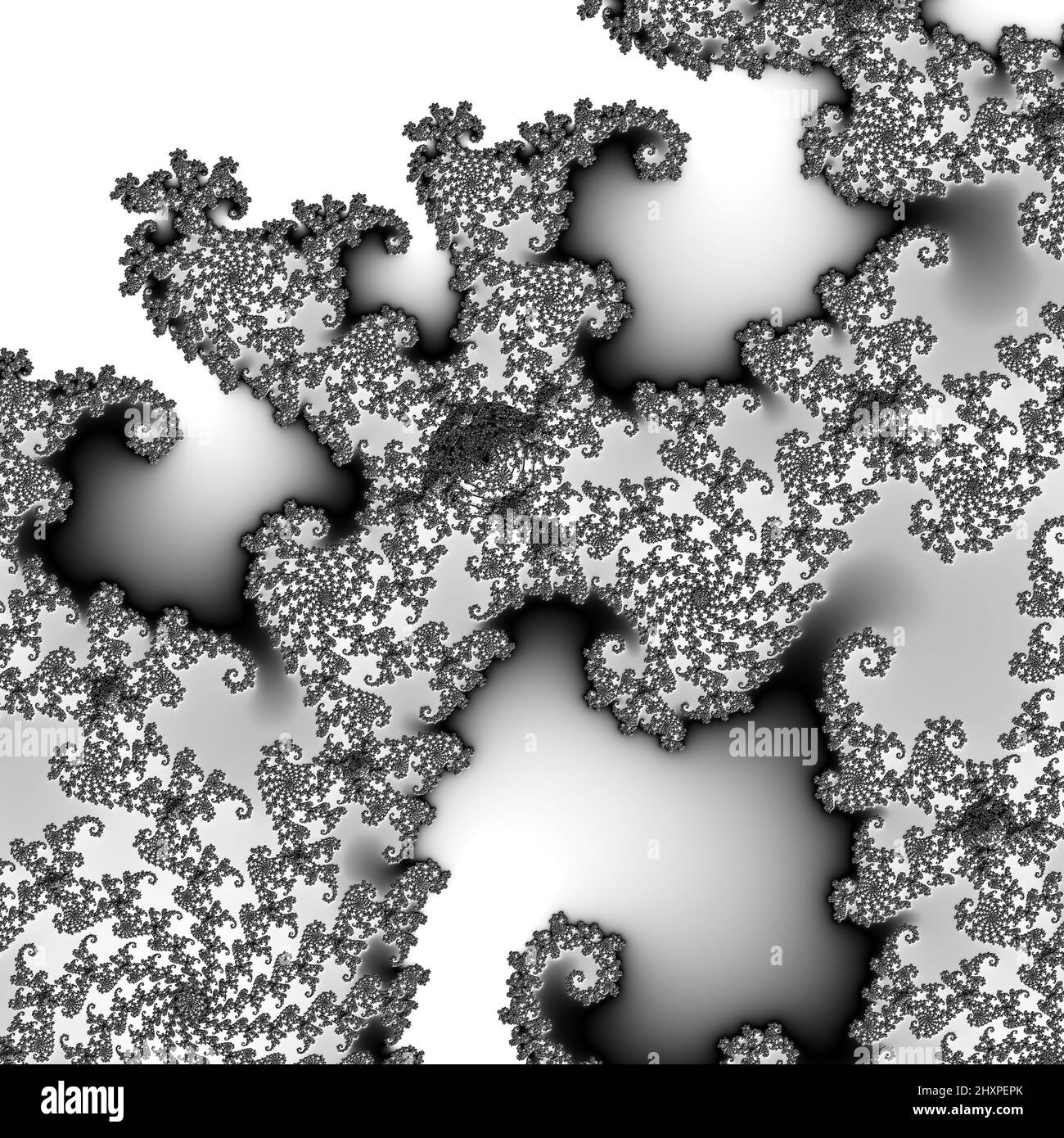 Digitale abstrakte Fraktal Hintergrund generiert am Computer in schwarz und weiß. Stockfoto