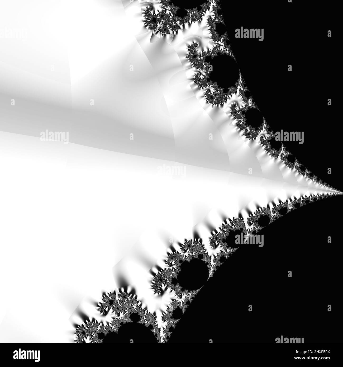 Digitale abstrakte Fraktal Hintergrund generiert am Computer in schwarz und weiß. Stockfoto