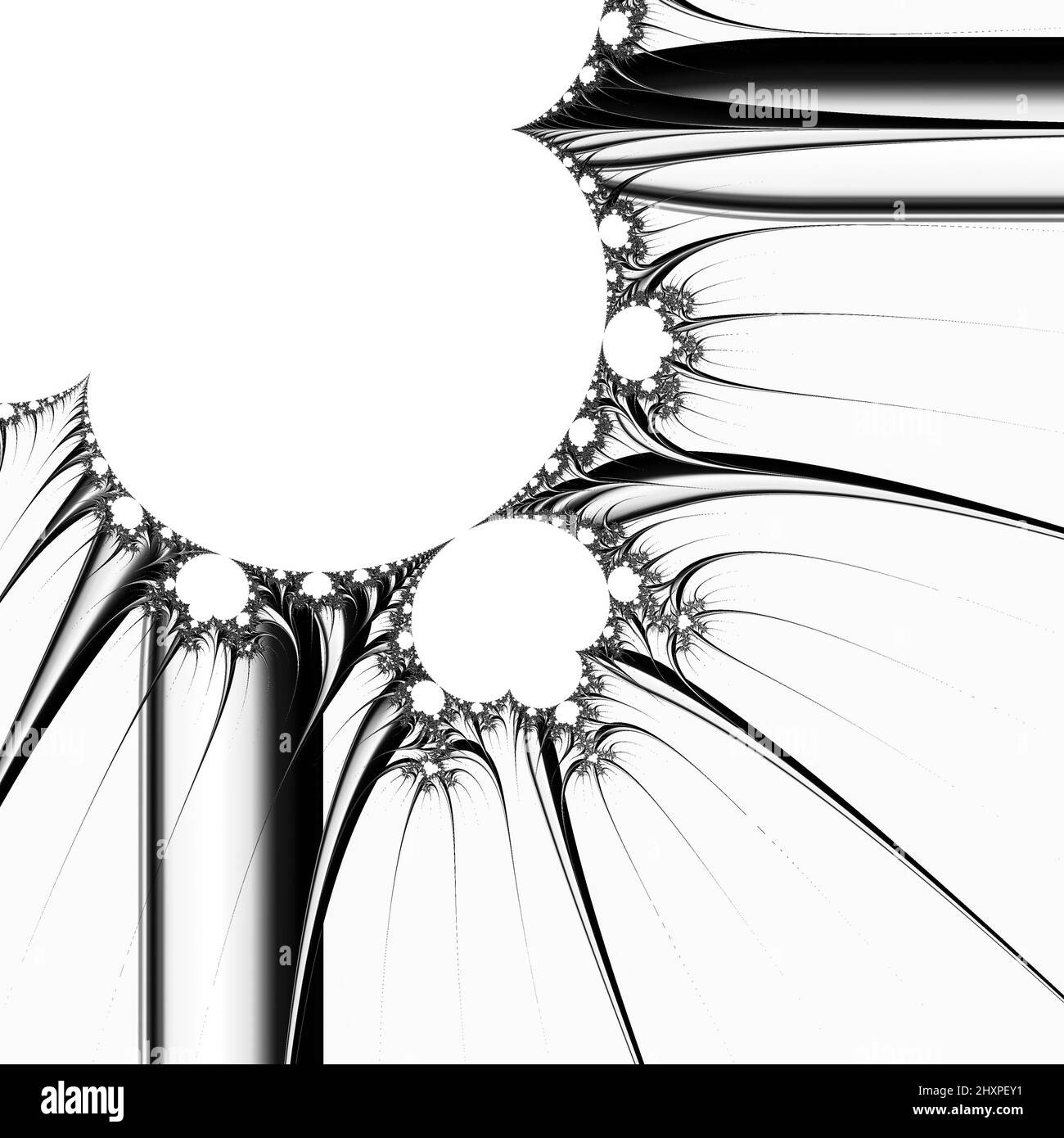 Digitale abstrakte Fraktal Hintergrund generiert am Computer in schwarz und weiß. Stockfoto