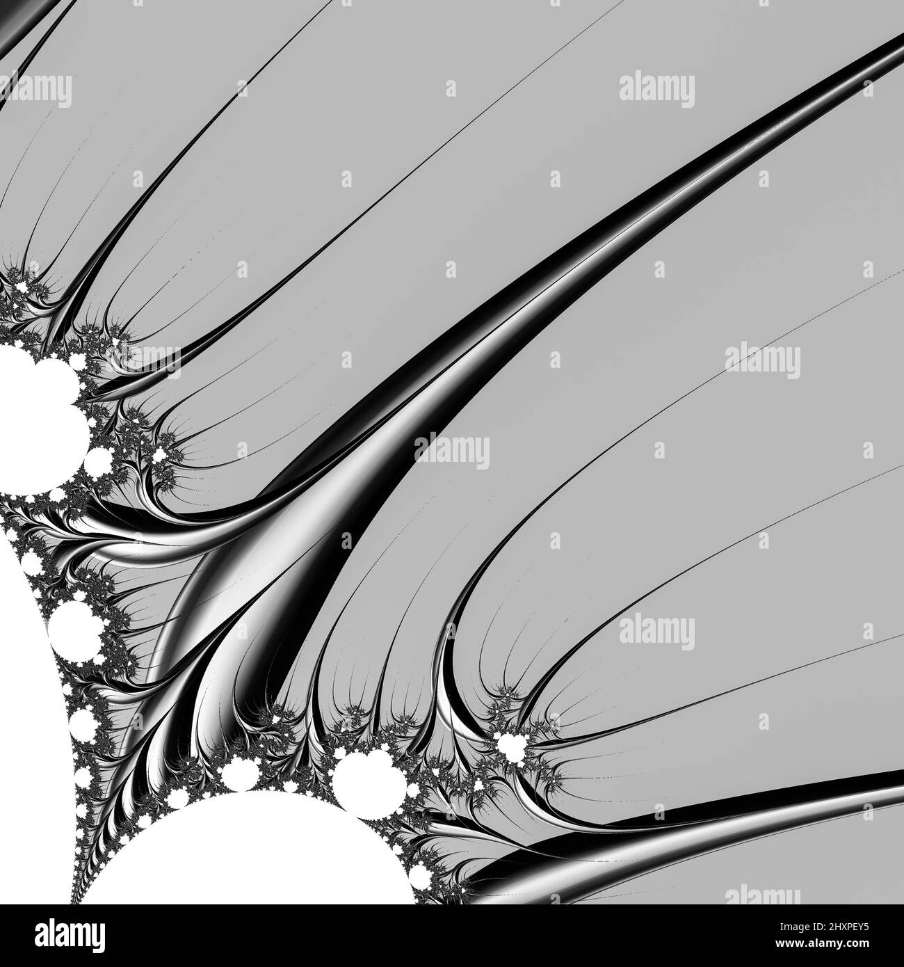 Digitale abstrakte Fraktal Hintergrund generiert am Computer in schwarz und weiß. Stockfoto