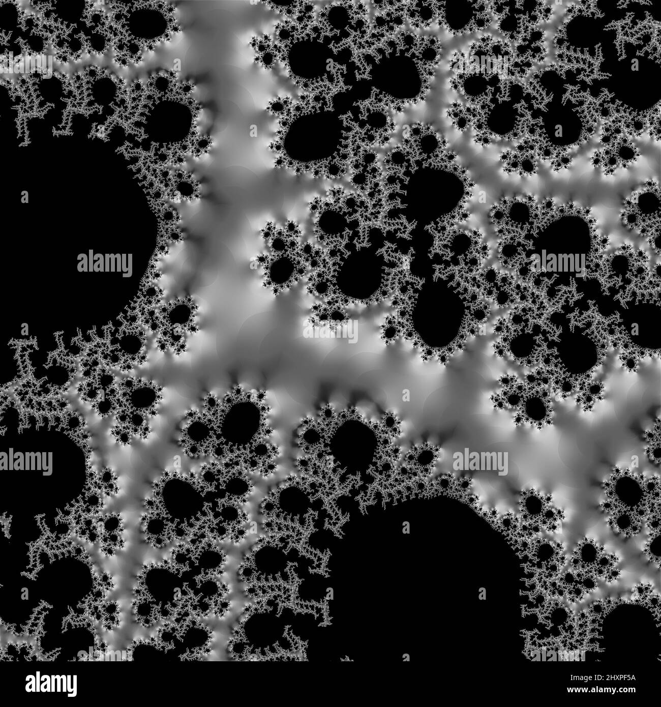 Digitale abstrakte Fraktal Hintergrund generiert am Computer in schwarz und weiß. Stockfoto