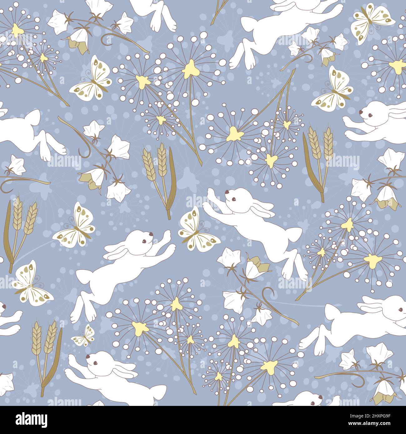 Vektordarstellung von Waldtieren und -Pflanzen. Hintergrund für Textilien, Verpackung, Karten, Tapete Stock Vektor