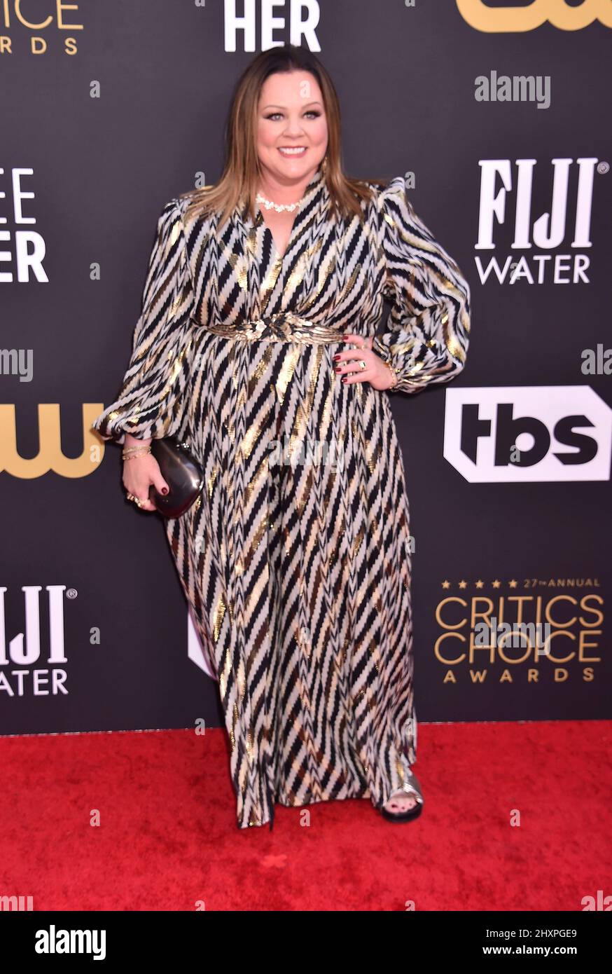 LOS ANGELES, CA - 13. MÄRZ: Melissa McCarthy nimmt am 13. März 2022 in Los Angeles an den Annual Critics Choice Awards 27. im Fairmont Century Plaza Teil. Stockfoto