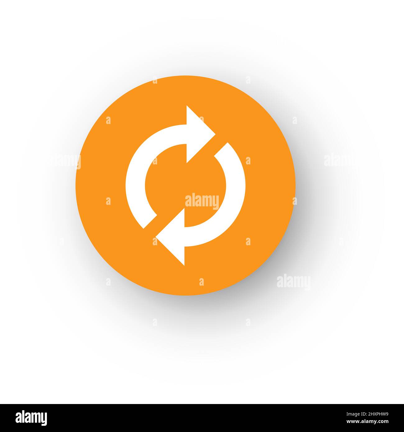 Runde Taste erneut laden. Weiße kreisförmige Bewegungspfeile Stock Vektor