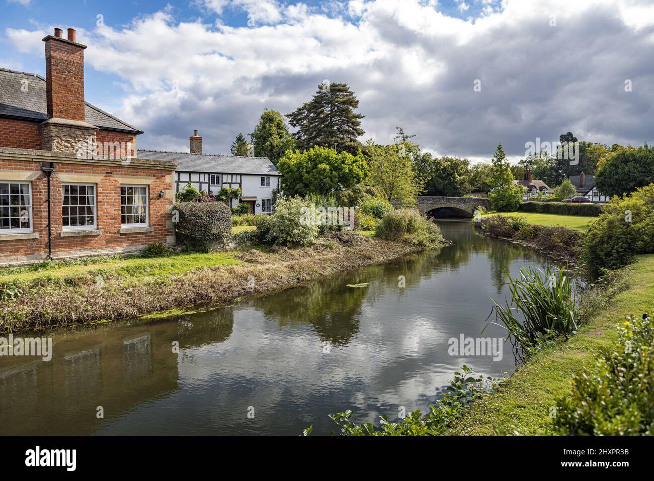 Idyllisches englisches Dorf Eardisland, Black and White Villages Trail, Herefordshire, England Stockfoto