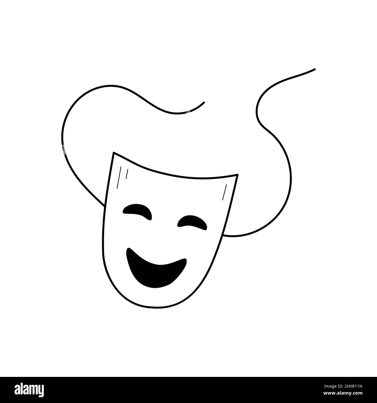 Symbol für den Umriss der Theaterdrama-Maske. Aktor Gesichtsmaske isoliertes Linienzeichnungs-Element. Vektorgrafik Stock Vektor