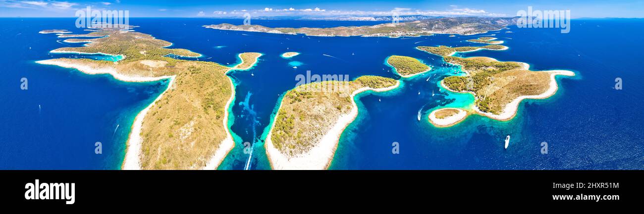 Archipel von Kroatien. Paklenski Otoci Inseln Luftbild, touristische Region Dalmatien, Kroatien Stockfoto