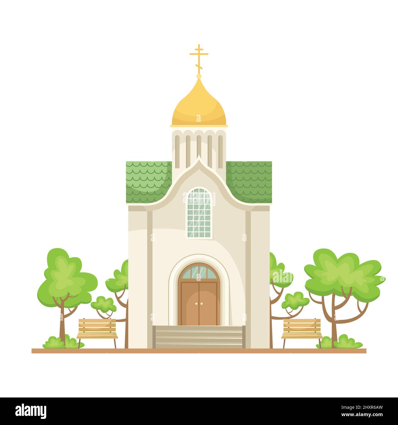 Vektor-Illustration der orthodoxen christlichen Kirche. Ein religiöses Gebäude. Stock Vektor