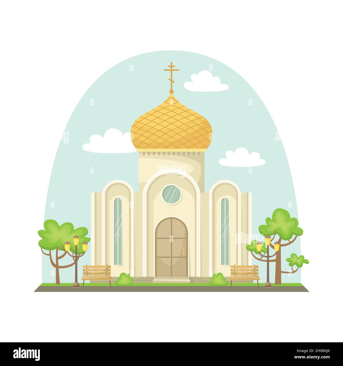 Vektor-Illustration der orthodoxen christlichen Kirche. Ein religiöses Gebäude. Stock Vektor