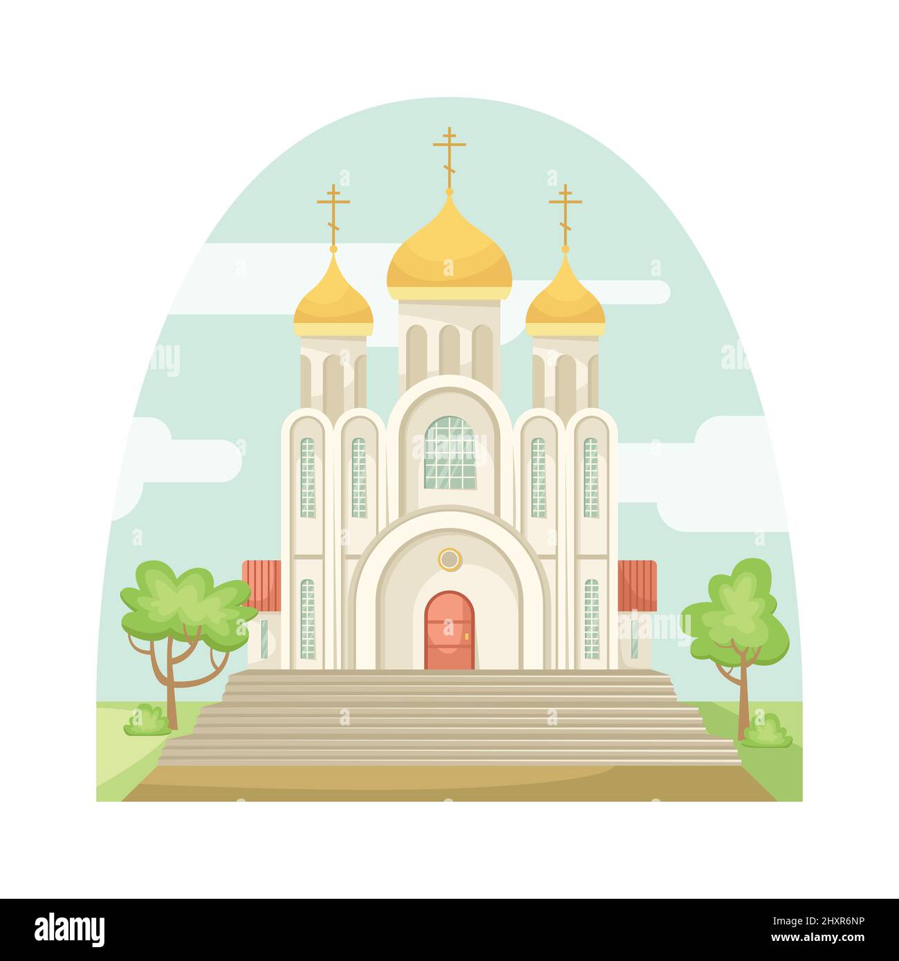 Vektor-Illustration der orthodoxen christlichen Kirche. Ein religiöses Gebäude. Stock Vektor