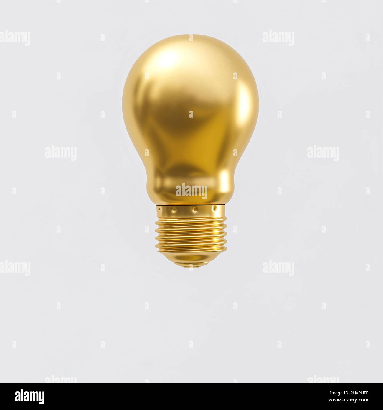 Goldlampe. Konzept der steigenden Energiekosten. 3D Rendern Stockfoto