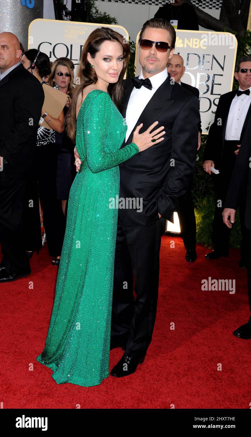 Angelina Jolie und Brad Pitt kommen zur jährlichen Verleihung der Golden Globe Awards 68. im Beverly Hilton Hotel in Los Angeles, CA, USA, an Stockfoto