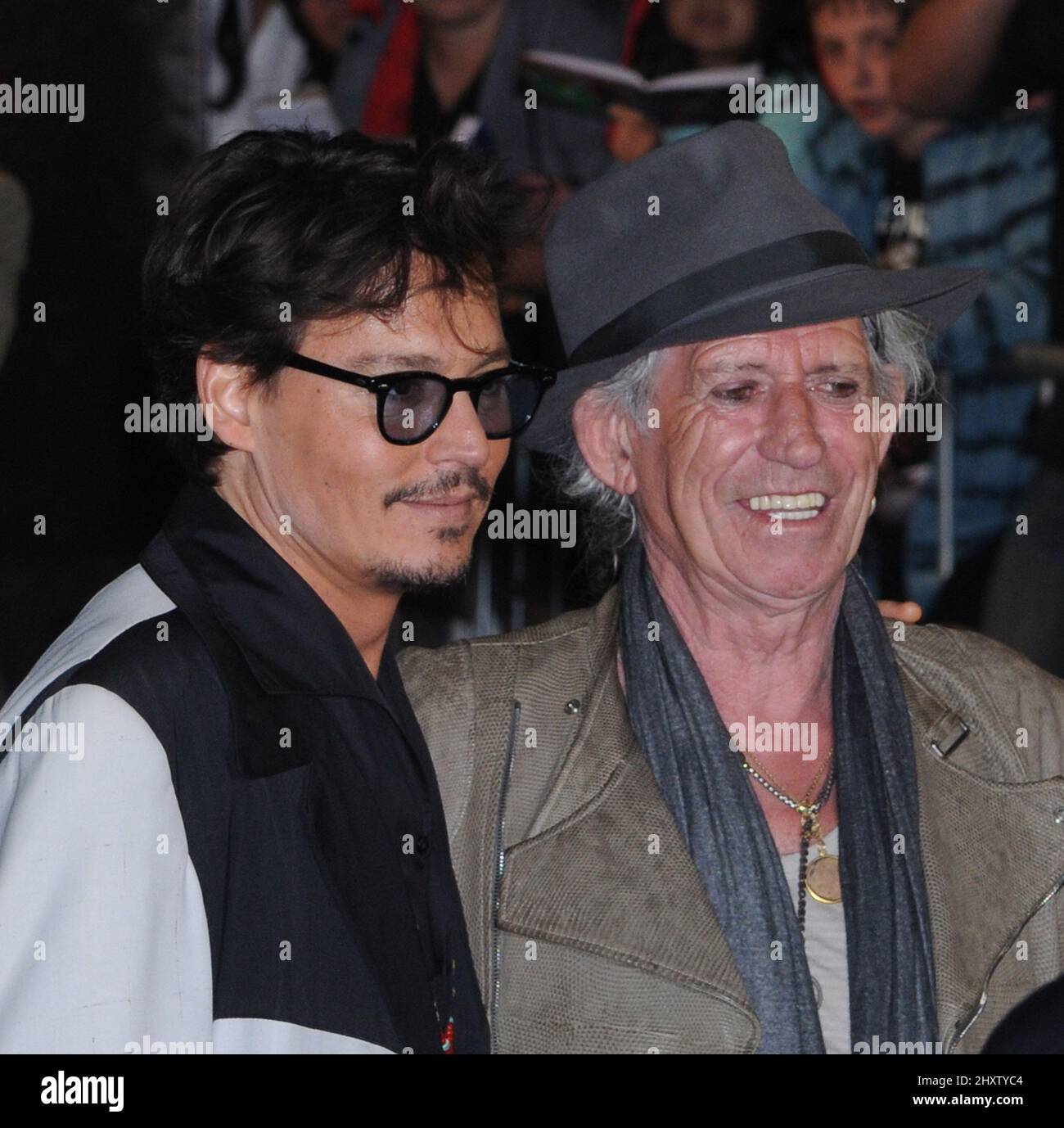 Johnny Depp und Keith Richards bei der Weltpremiere „Pirates of the Caribbean: On Stranger Tides“ in Disneyland, Los Angeles, Kalifornien Stockfoto