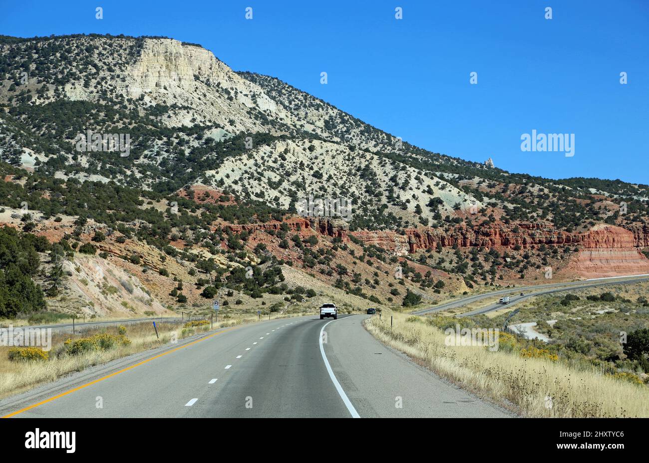 Bunte Klippen und I-70 - Utah Stockfoto