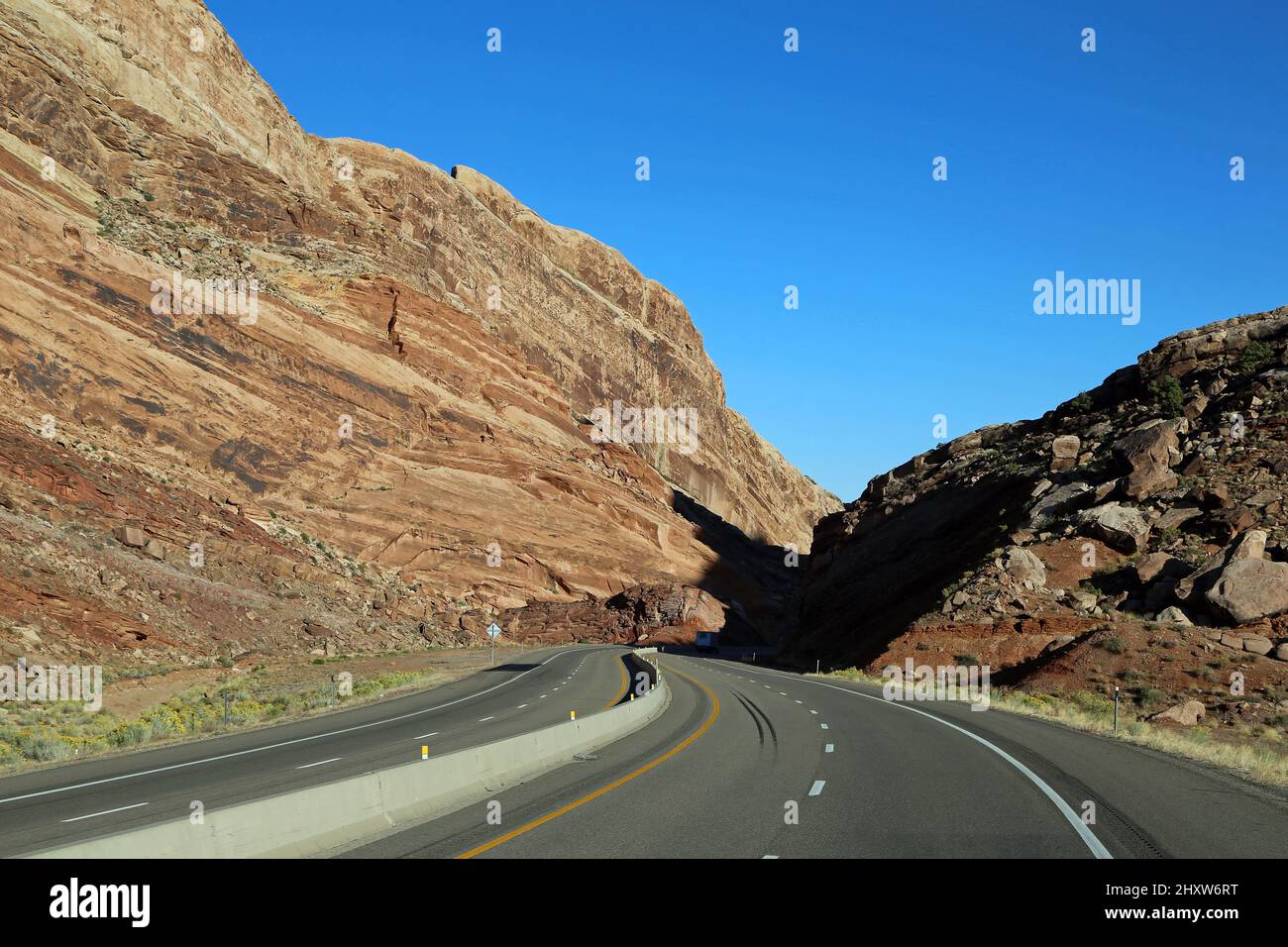 Fahrt in den Spotted Wolf Canyon, Utah Stockfoto