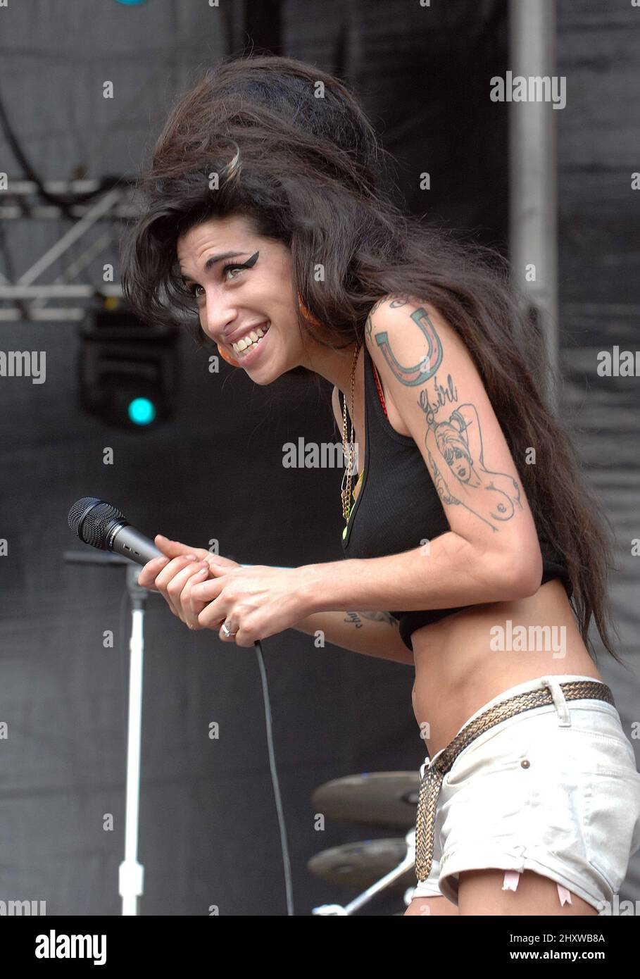 Amy Winehouse trat beim Virgin Music Festival 2007 auf, das auf der Pimlico Race Track stattfand Stockfoto