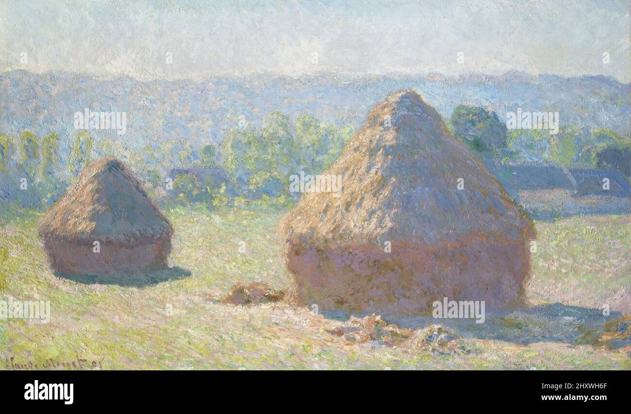 Haystacks, Ende des Sommers Öl auf Leinwand Gemälde von Impressionist Claude Monet erstellt im Jahr 1891 Stockfoto