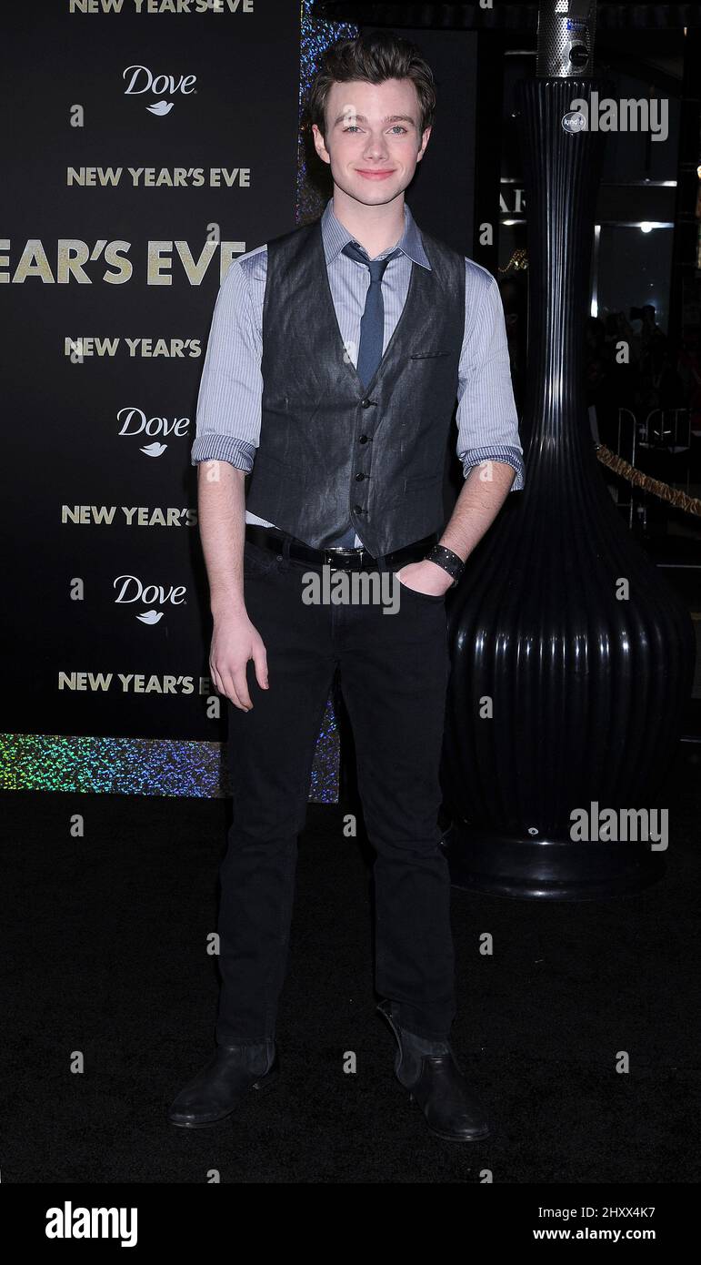 Chris Colfer während der Los Angeles Premiere von „New Years Eve“ in Kalifornien Stockfoto