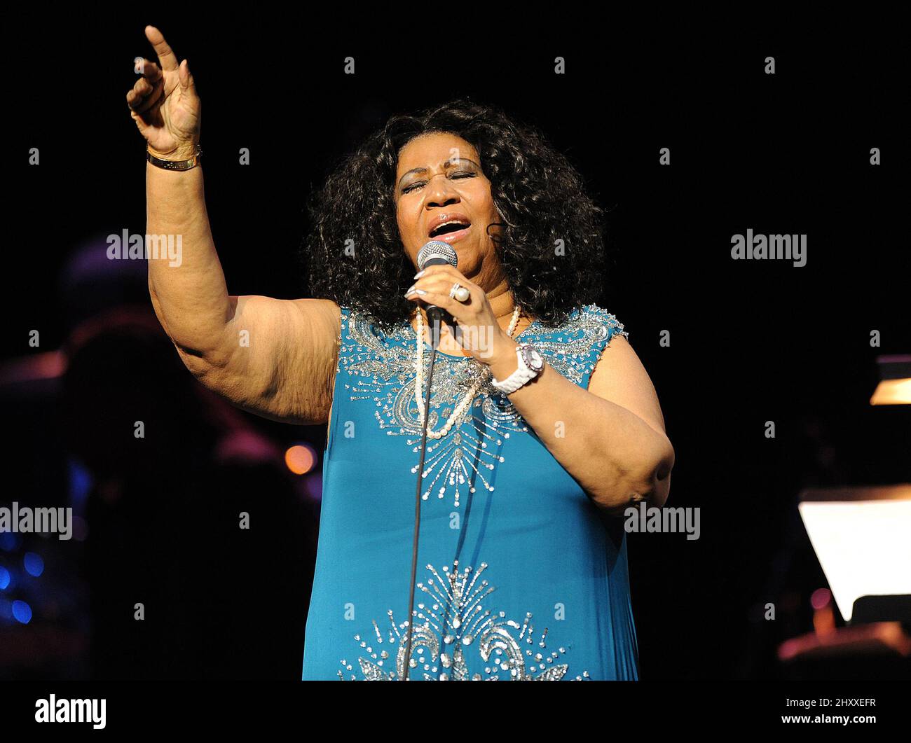 Aretha Franklin tritt an der Durham Performing Arts in Durham, NC, auf. Stockfoto