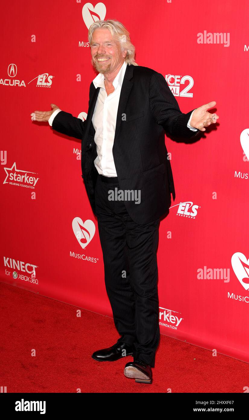 Richard Branson während der 2012 im Los Angeles Convention Center, Kalifornien, abgehaltenen MusiCares Person of the Year Tribute to Paul McCartney Stockfoto