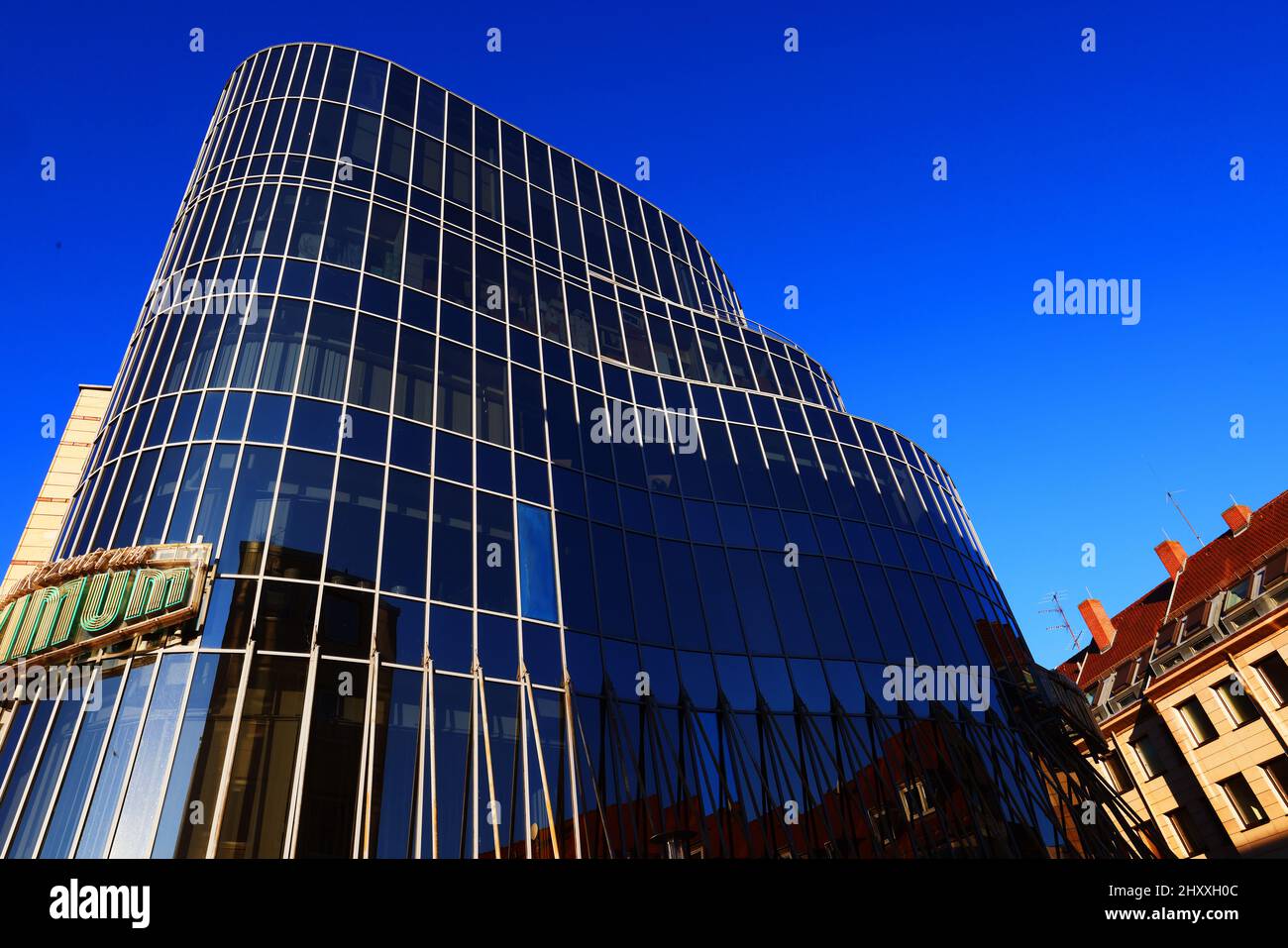 Zukunft, Kunst, Nürnberg moderne Architektur beim Gemanischen Museum, Deutschen Museum in der Innenstadt oder Altstadt von Nürnberg, Franken, Bayern Stockfoto