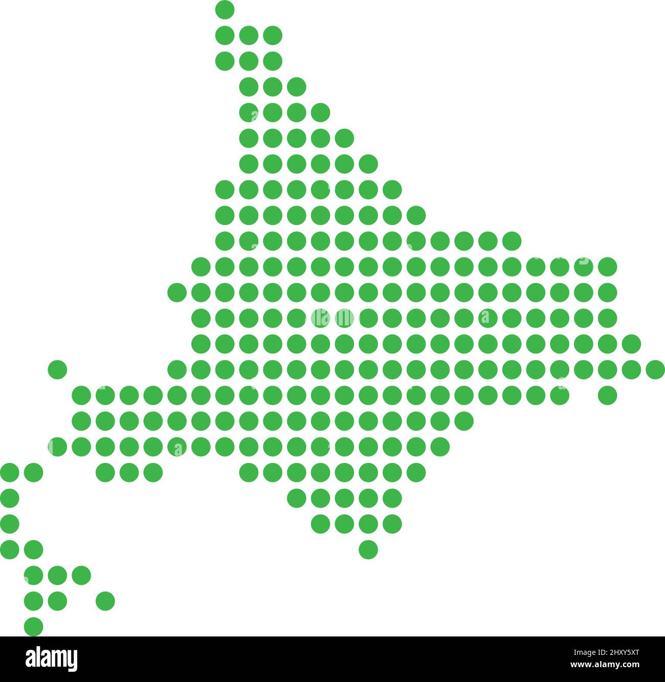 Hokkaido, bestehend aus Punkten. Vektorgrafik. Bearbeitbarer Vektor. Stock Vektor