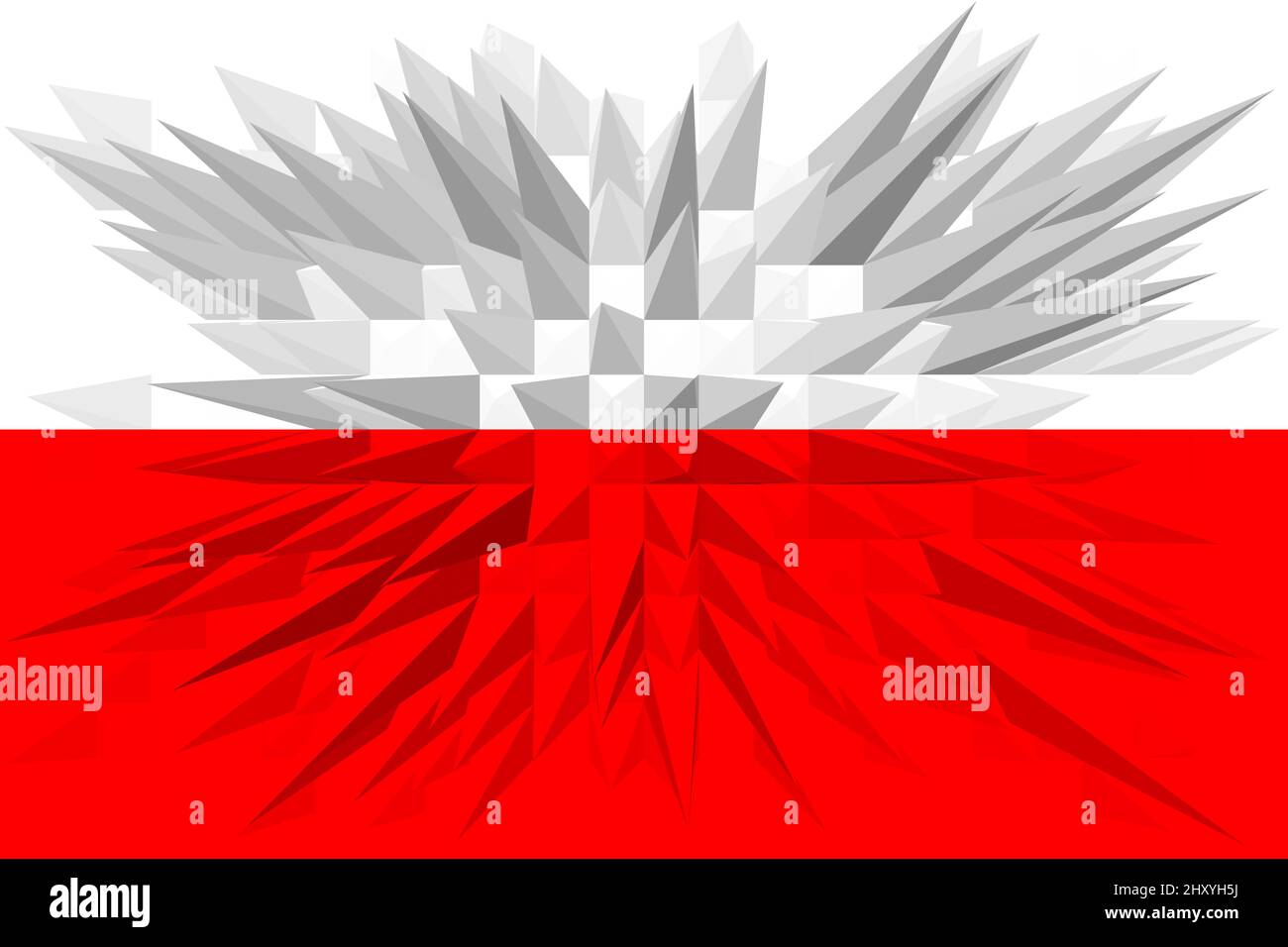 Polen. Flagge Polens. Horizontale Gestaltung. Llustration der polnischen Flagge. Horizontales Design. Abstraktes Design. Abbildung. Karte. Stockfoto