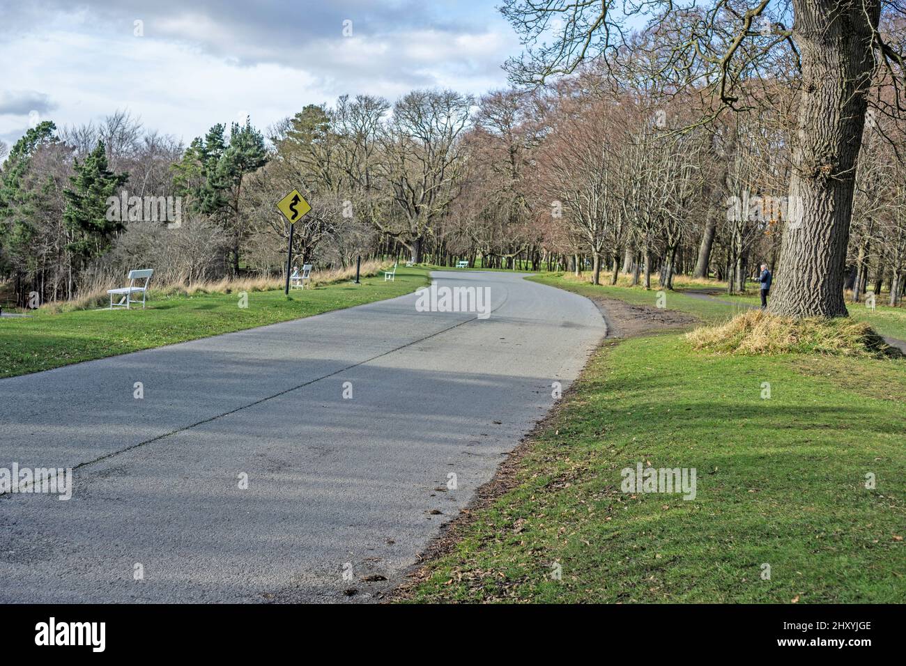 Die Upper Glen Road im Phoenix Park, Dublin, Irland. Kürzlich im Rahmen von Maßnahmen zur Verkehrsberuhigung für Durchgangsverkehr gesperrt. Stockfoto