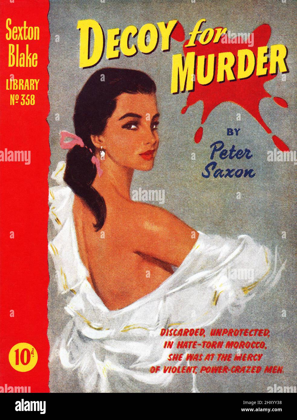 Vintage 1956 Frontcover von Decoy for Murder von Peter Saxon, einer Detektivgeschichte von Sexton Blake. Stockfoto