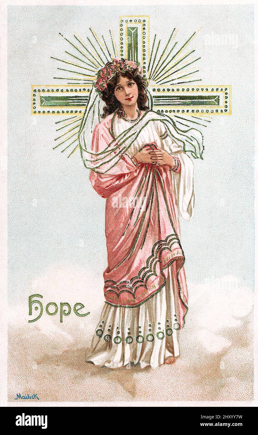 Postkarte aus edwardianischer Zeit mit Vintage Hope von Alfred Mailick. Stockfoto