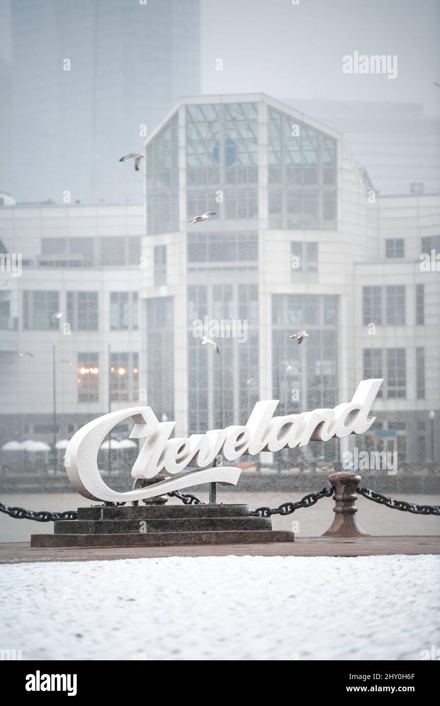 Cleveland Script-Anmeldung im Winter Stockfoto