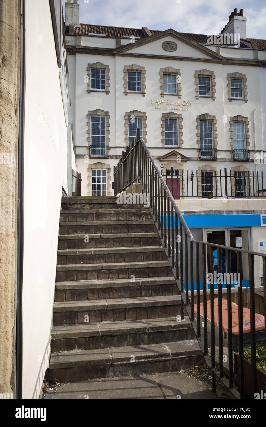 März 2022 - Old Steps in Clifton, Bristol, England Stockfoto