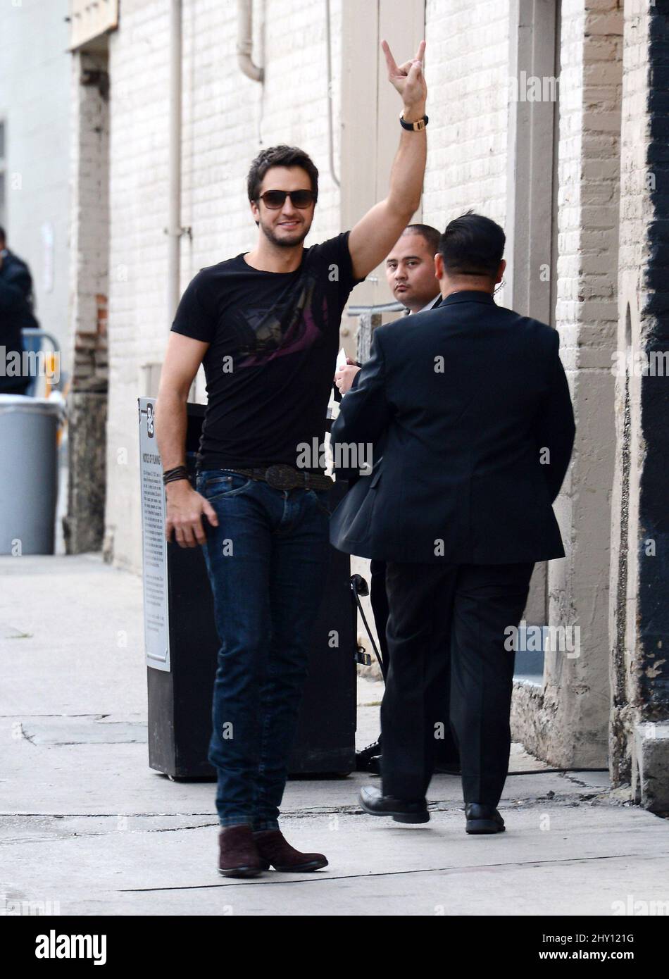 Luke Bryan sah die Ankunft bei der Jimmy Kimmel Live Show in Hollywood, Kalifornien. Stockfoto