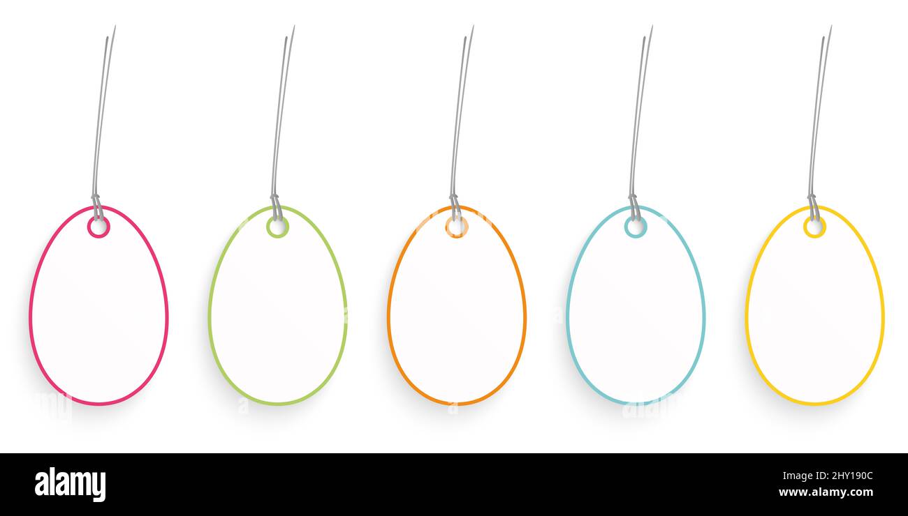 eps-Vektor-Illustration von einfachen und einfachen ostereier hängen Tags mit verschiedenen Farben für ostern Zeit Grüße Stockfoto